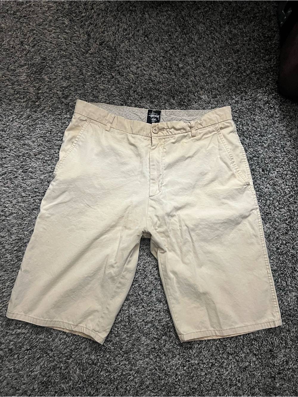 Stussy Men’s Beige Flat Front Chino Shorts